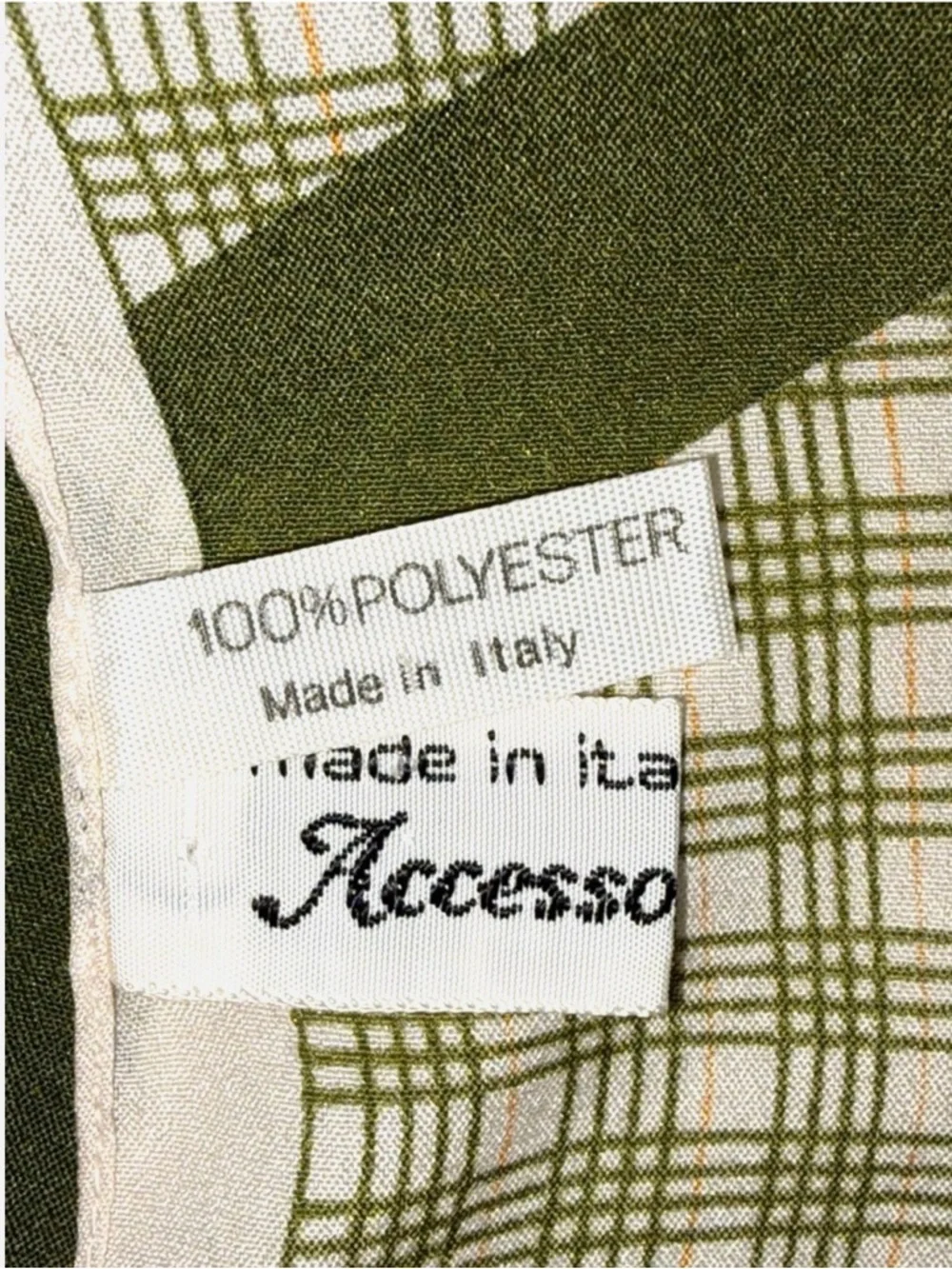 Vintage Made In Italy Butterfly Scarf Green Gingham Cottagecore Spring